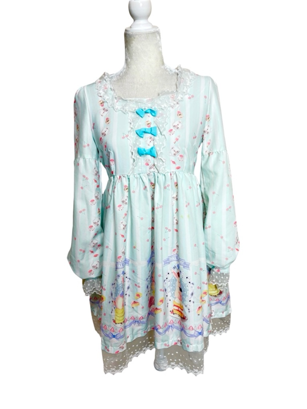 Sweet Lolita Pastel Bunny Cake Lace Mini Dress Kawaii Harajuku Coquette Small - Picture 2 of 10
